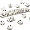 Brass Rhinestone Spacer Beads, Cadmium Free & Lead Free, Grade A, Wavy Edge, Silver Color Plated, Rondelle, Crystal AB, 8x3.8mm, Hole: 1.8~2mm