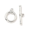 Brass Toggle Clasps, Cadmium Free & Lead Free, Round, Platinum, Ring: 13.5x10.5x2.5mm, Inner Diameter: 7mm, Hole: 1.4mm, Bar: 18x5x2mm, hole: 1.2mm
