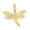 Dragonfly Rack Plating Brass Micro Pave Clear Cubic Zirconia Pendants, Cadmium Free & Lead Free, Real 18K Gold Plated, 19x25.5x3mm, Hole: 5.8x2.2mm