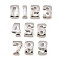 Number Brass Beads, Long-Lasting Plated, Rack Plating, Lead Free & Cadmium Free, Platinum, 13.5~14x5~9x4.5~5mm, Hole: 11x3mm
