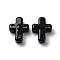 Handmade Lampwork Beads, Cross, Black, 26x19.5x7.5mm, Hole: 1.6mm