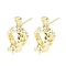 Brass Stud Earring Findings, Knot, Real 14K Gold Plated, 24x12mm, Hole: 1.6mm, Pin: 1mm
