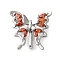 3 Hole Brass Micro Pave Cubic Zirconia Multi-strand Links, Butterfly, Platinum, Chocolate, 16x16x6mm, Hole: 1.6mm