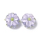 Handmade Lampwork Enamel Beads, Hand Drawn Beads, Bumpy Round with Flower, Lilac, 14x10.5~12mm, Hole: 1.5mm