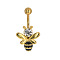 Bees 316L Surgical Stainless Steel Pave Clear Cubic Zirconia Black Enamel Curved Barbell Belly Rings, Golden, Bar Length: 5/8