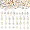 16 Sets 8 Styles ABS Plastic Imitation Pearl Pendants, with Brass Cabochons and Eco-Friendly Copper Wire, Mixed Shapes, 21x10.5x7.5mm, Hole: 2~2.4mm, about 3pcs/set, 2 sets/style