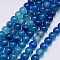 Natural Agate Beads Strands, Dyed, Round, Steel Blue, 10mm, Hole: 1mm, about 38pcs/strand, 15.75 inch