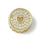 Rack Plating Brass Micro Pave Clear Cubic Zirconia Beads, Long-Lasting Plated, Lead Free & Cadmium Free, Flat Round with Heart, Real 18K Gold Plated, 10x5.5mm, Hole: 2.5mm