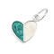 Two Tone 925 Sterling Silver Enamel Heart Charms, with Jump Rings, Silver Color Plated, Green, 8.5x9.5x1.5mm, Hole: 3.5mm