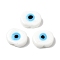 Handmade Evil Eye Lampwork Beads, Oval, White, 18x14x7mm, Hole: 2mm