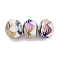 Electroplate Glass Beads, Rondelle with Stripe Pattern, Faceted, Colorful, 7~8x5.5~6mm, Hole: 1~1.2mm