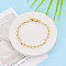 Brass Paperclip Chain Bracelets for Women, with Good Luck Stamp, Nickel Free, Long-Lasting Plated, Real 18K Gold Plated, 8-1/2 inch(21.5cm)