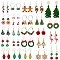 24 Pairs Christmas Theme Alloy Plastic Earrings Sets, with Enamel, Mixed Color, 8mm