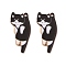 Alloy Enamel Pendants, Golden, Cat, Black, 25x13x1mm, Hole: 1.4mm