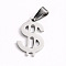 Non-Tarnish 304 Stainless Steel Pendants, Dollar, Stainless Steel Color, 20x13x1.5mm, Hole: 8x3mm
