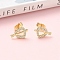 Heart Brass Micro Pave Clear Cubic Zirconia Stud Earrings, Rack Plating, Cadmium Free & Lead Free, Golden, 8.5x13mm