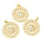 Rack Plating Brass Micro Pave Cubic Zirconia Pendants, Long-Lasting Plated, Lead Free & Cadmium Free, Flat Round with Sun, Real 18K Gold Plated, 29.5x27x3mm, Hole: 4x3.5mm