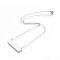 Non-Tarnish 304 Stainless Steel Pendant Necklaces, with Cable Chains, Rectangle, Stainless Steel Color, 19 inch(48.5cm), Pendant: 35x10x1.5mm