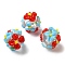 Handmade Lampwork Beads, Flower, Light Sky Blue, 12~14mm, Hole: 1.2mm