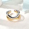 304 Stainless Steel Two Tone Cuff Rings, Ion Plating(IP), Golden & Stainless Steel Color, 12.7mm, Adjustable