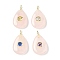 Natural Rose Quartz Pendants, Teardrop Charms with Brass Micro Pave Cubic Zirconia Findings, Golden, The Color Of Zircon Is Random, 31x18x7mm, Hole: 3x2mm
