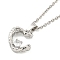 Brass Micro Pave Clear Cubic Zirconia Pendants Necklaces, Heart, Platinum, 19.84 inch(50.4cm)