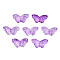 Transparent Spray Painted Glass Beads, with Glitter Powder, Butterfly, Dark Orchid, 8x15x5mm, Hole: 0.9mm