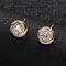 Vortex Spiral Brass Micro Pave Clear Cubic Zirconia Stud Earrings, Golden, 10mm