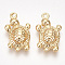 Brass Charms, Tortoise, Nickel Free, Real 18K Gold Plated, 14.5x9x3mm, Hole: 1mm