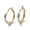 Two Tone 304 Stainless Steel Double Ring Hoop Earrings for Women, Golden & Stainless Steel Color, 29x27x3.5mm, Pin: 1x0.6mm
