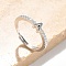 S925 Sterling Silver Adjustable Letter Rings for Women, with Micro Pave Cubic Zirconia, Letter A, 2mm,US Size 5 1/2(16.1mm), Letter: 5x4.5mm
