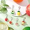 6Pcs Fruits Resin Pendant Decoration, with Zinc Alloy Lobster Claw Clasps, Mixed Shapes, 46~62mm