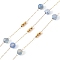 Natural Agate Link Chains, with Glass Seed Beaded and Ion Plating(IP) 316 Stainless Steel Chain, Soldered, with Spools, Real 18K Gold Plated, 7.7x4x4mm