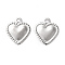Non-Tarnish 201 Stainless Steel Charms, Heart, Stainless Steel Color, 10x8x0.7mm, Hole: 1.2mm