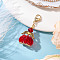 Angel Glass Beaded & Alloy Pendant Decorations, Lobster Claw Clasp for Bag Ornaments, Red, 48mm