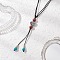 Retro Glass & Porcelain & Alloy Adjustable Nylon Cord Y Necklaces for Women, Antique Silver, Colorful, Heart, 19.69~38.9 inch(50~98.8cm)