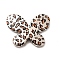 Electroplate & Spay Painted Acrylic Beads, Butterfly with Leopard Print Pattern, Silver, 33x43.5x6.5mm, Hole: 2.5mm
