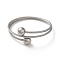 Non-Tarnish 304 Stainless Steel Double Layer Wrap Bangles, Torque Bangles, Stainless Steel Color, Wide: 0.3~2.6cm, Inner Diameter: 2-1/4 inch(5.7cm)