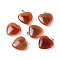 Natural Carnelian Pendants, with Platinum Tone Brass Findings, Heart, 27~28x24.5~26x6~8.5mm, Hole: 2.4x5.6mm