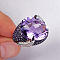 Oval Brass Micro Pave Cubic Zirconia Finger Rings for Women, Medium Orchid, US Size 6(16.5mm)