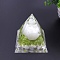 Orgonite Pyramid Resin Energy Generators, Reiki Natural Olive Jade Chips & Flower Inside for Home Office Desk Decoration, 50mm