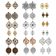 SUNNYCLUE 72Pcs 18 Styles Flower Connector Charms Flower Links Connectors Sunflower Lotus Clover Charm Filigree Connectors for Jewelry Making Charms Women Adults DIY Earring Necklace Bracelet Craft FIND-SC0003-34-1
