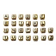 アクリルビーズ  水平穴  メタリックメッキ  文字付きのキューブ  a～zの文字  934個/箱 PACR-X0001-07-2