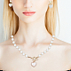 Anattasoul ожерелье из абс-пластика с жемчугом и подвеской в форме сердца с цепочками из бисера и серьгами-гвоздиками с подвесками SJEW-AN0001-18-5
