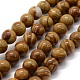 Chapelets de perles en pierre en bois naturel, ronde, 6mm, Trou: 0.8mm, Environ 62 pcs/chapelet, 14.9 pouce (38 cm)