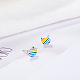 Orecchini a bottone con gatto smaltato con bandiera dell'orgoglio color arcobaleno RABO-PW0001-022P-4