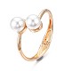 ABS Plastic Pearl Round Beaded Open Cuff Bangle BJEW-S118-106G-3