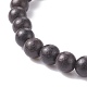 Natural Ebony Wood Round Beaded Stretch Bracelet with Synthetic Hematite for Men Women BJEW-JB07549-01-5