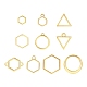 10 個の合金オープンバックベゼルペンダントとリンク  充填アクセサリー  エポキシ樹脂用  レジンジュエリー作り  混合図形  ゴールドカラー  10~22x10~22mm PALLOY-YWC0002-01G-1