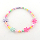 Flower Acrylic Pendant Necklaces and Stretch Bracelets Jewelry Sets SJEW-R048-05-4